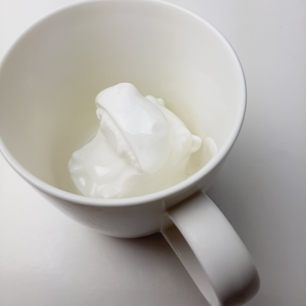 🍒 Hippo Surprise Mug Peekaboo Cup White 3D Hippopotamus Head Kids Children's